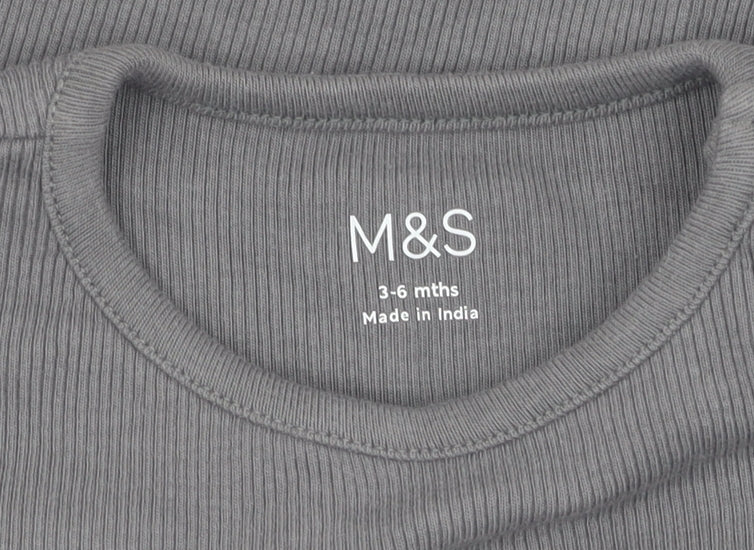 Marks and Spencer Unisex Grey T-Shirt 3-6 Months