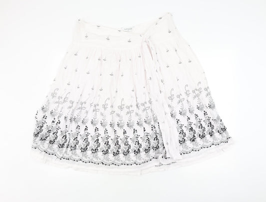 Topshop Women’s White Peasant Skirt Size 14 Embroidered