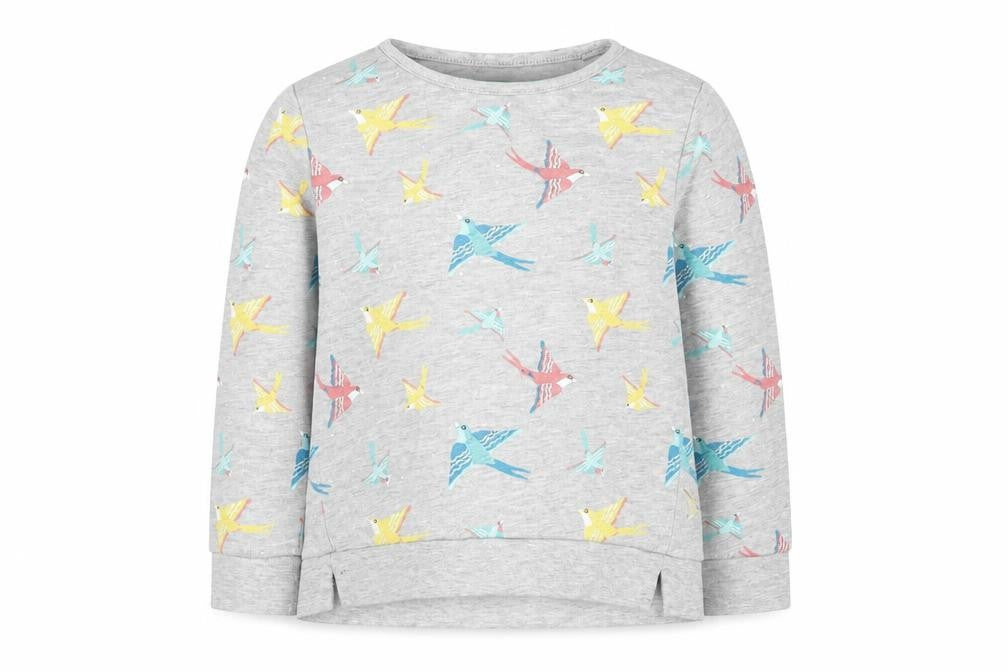 Front view of Mountain Warehouse girls’ grey pullover sweatshirt 3-4 years