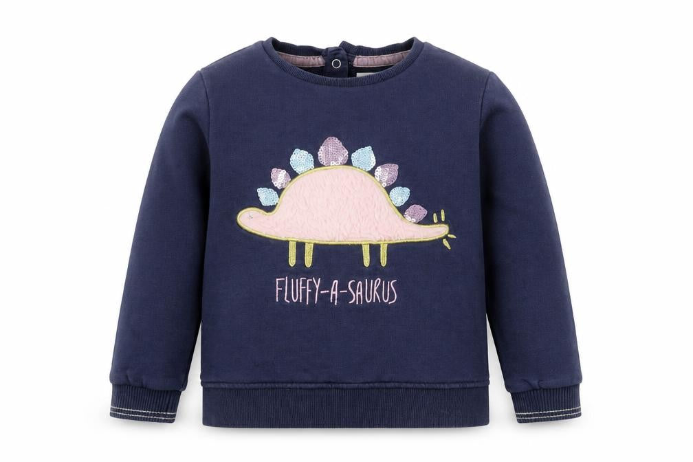 Marks and Spencer Girls Blue Henley Dinosaur Jumper 4-5 Years