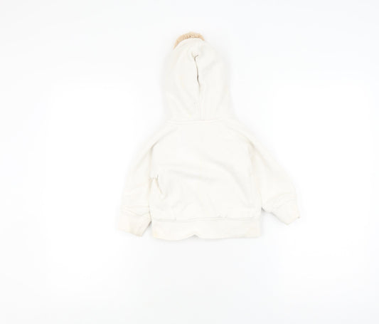 Gap Toddler Unisex White Jacket 12-18 Months, Hooded & Lined