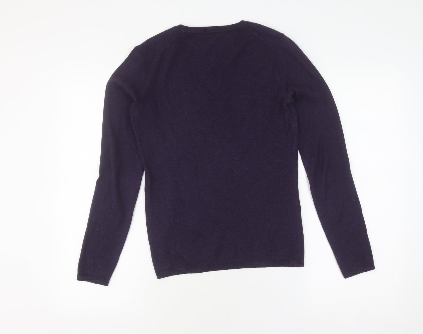 Tommy Hilfiger Women's Purple V-Neck Knit Jumper XS