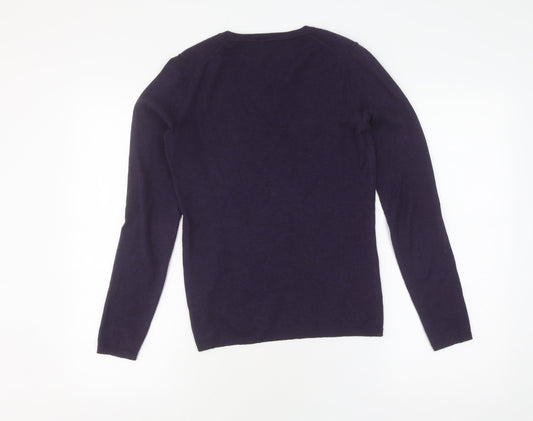 Tommy Hilfiger Women's Purple V-Neck Knit Jumper XS