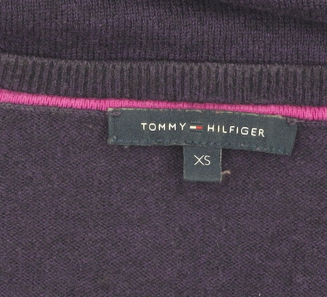 Tommy Hilfiger Women's Purple V-Neck Knit Jumper XS