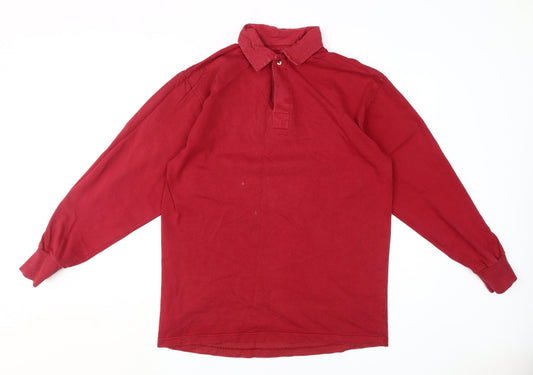Dehavilland Men's Red Long Sleeve Polo Shirt L