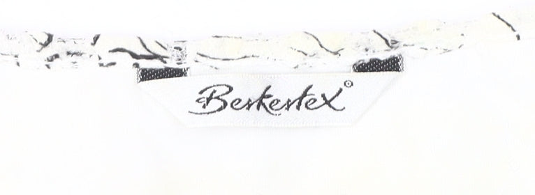 Berkertex Women's White Floral V-Neck T-Shirt Size 14