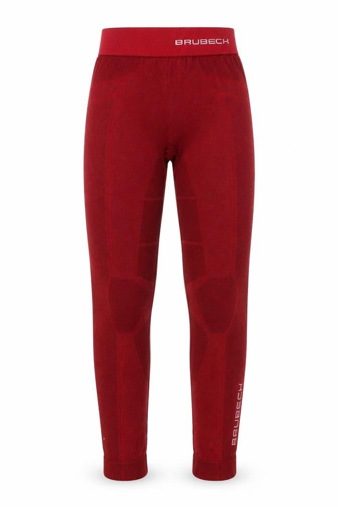 Front view of Brubeck girls’ red activewear leggings 11 years