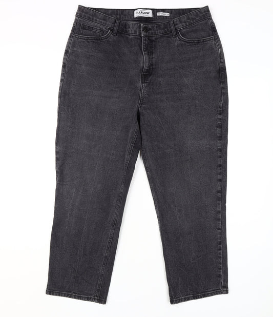 New Look Women's Black Cropped Straight Jeans Size 16