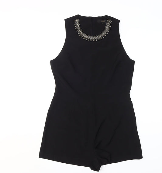 rock&rags Women’s Black Beaded Sleeveless Playsuit L