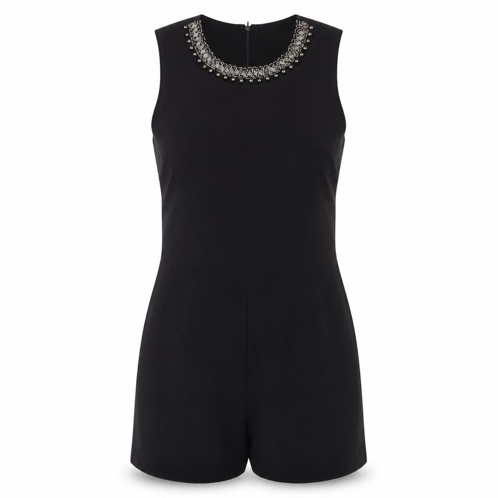 rock&rags Women’s Black Beaded Sleeveless Playsuit L