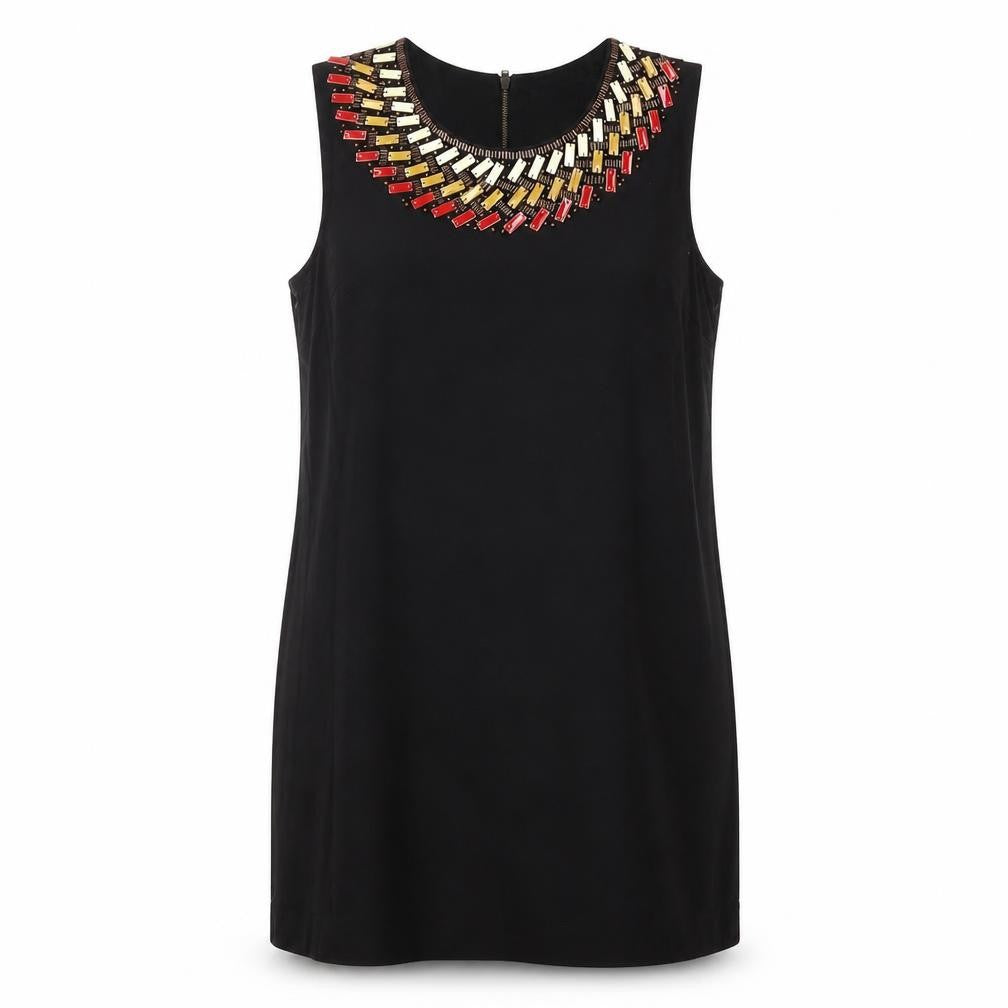 Front view of French Connection Women's Black Beaded Dress, size 12