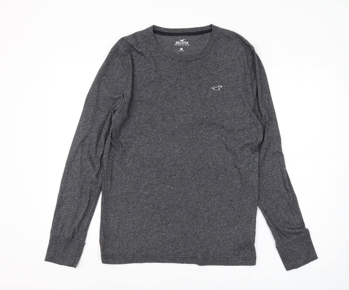 Hollister Men's Grey Long Sleeve Crew Neck Tee S