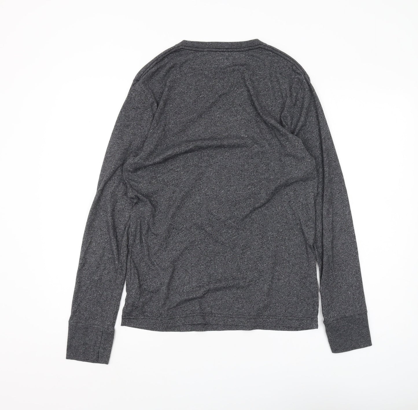 Hollister Men's Grey Long Sleeve Crew Neck Tee S