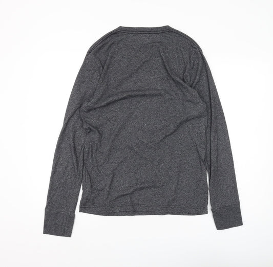 Hollister Men's Grey Long Sleeve Crew Neck Tee S