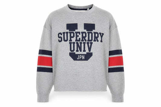 Womens UK S Relaxed Superdry Grey Pullover Sweatshirt