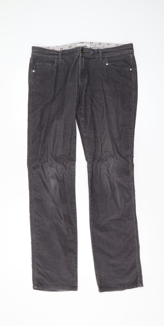 White Stuff Grey Corduroy Chino Trousers, Size 12