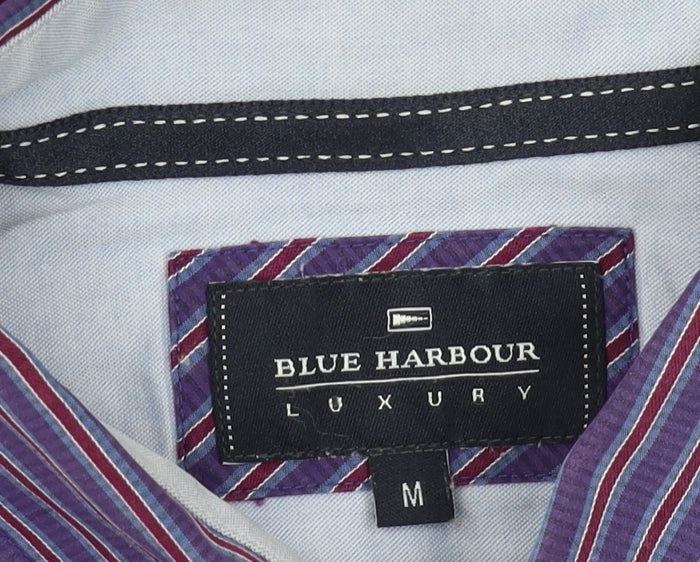 Marks and Spencer Men's Purple Striped Shirt M