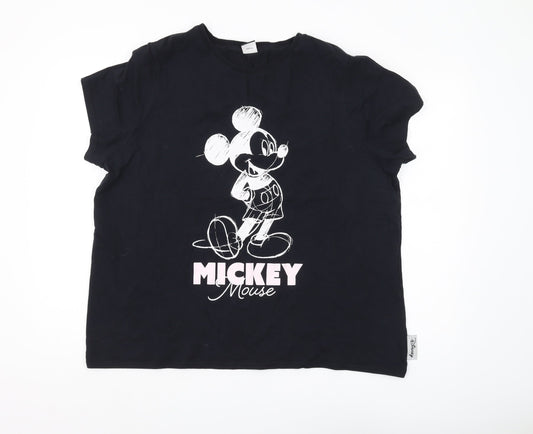 Disney at George Women’s Black Mickey Mouse T-Shirt, Size 22