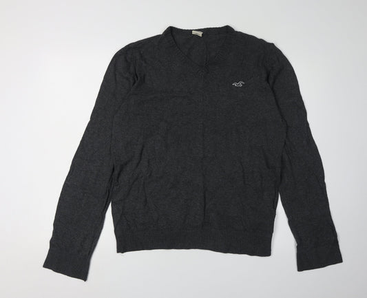 Hollister Men's Black V-Neck Pullover Jumper Size L