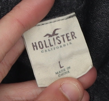 Hollister Men's Black V-Neck Pullover Jumper Size L