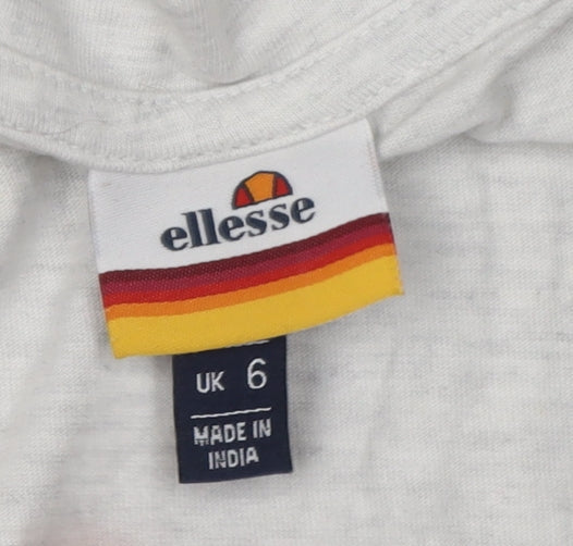 ellesse Women's White T-Shirt, Size 6, Crew Neck