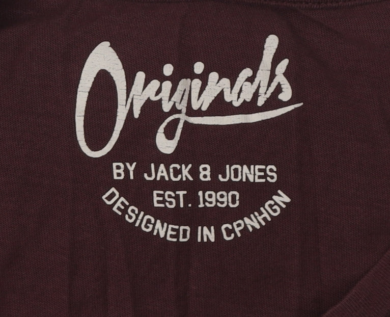 Jack & Jones Men's Brown L T-Shirt - Cotton Crew Neck