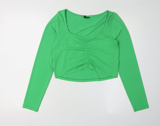 Vero Moda Women's Green Cropped Blouse, M, Elegant Casual