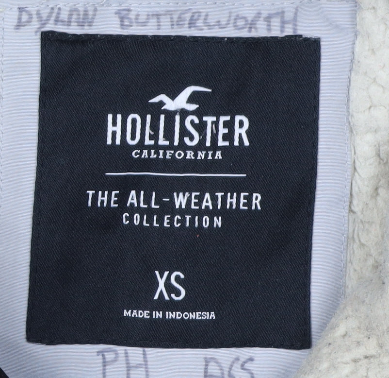 Hollister Men's Black XS Parka Jacket with Fur Trim