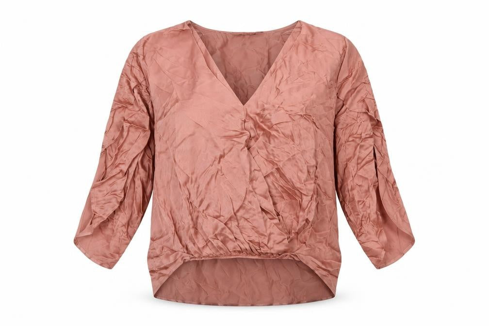 Marks and Spencer Women's Pink V-Neck Blouse, Size 8