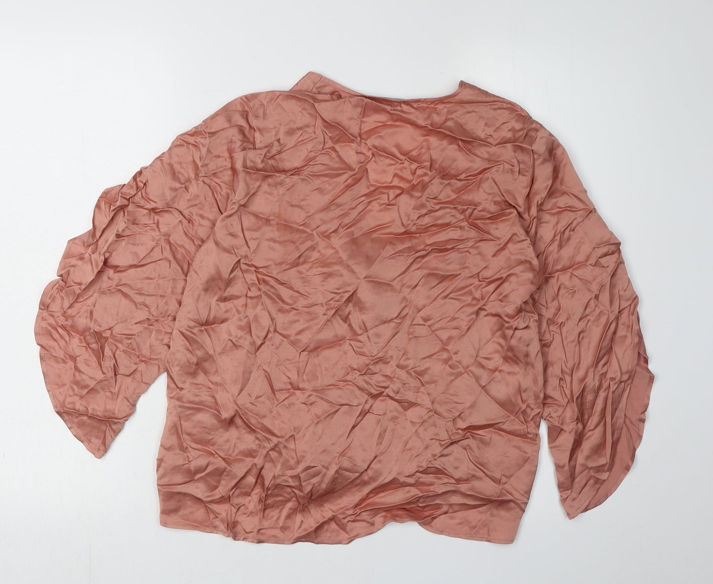 Marks and Spencer Women's Pink V-Neck Blouse, Size 8