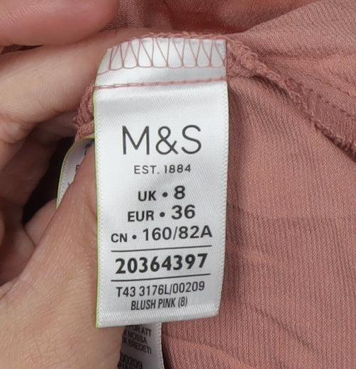 Marks and Spencer Women's Pink V-Neck Blouse, Size 8