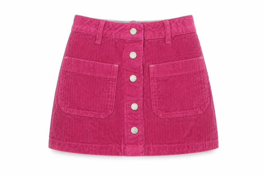 FatFace Girls Pink A-Line Corduroy Skirt 3-4 Years