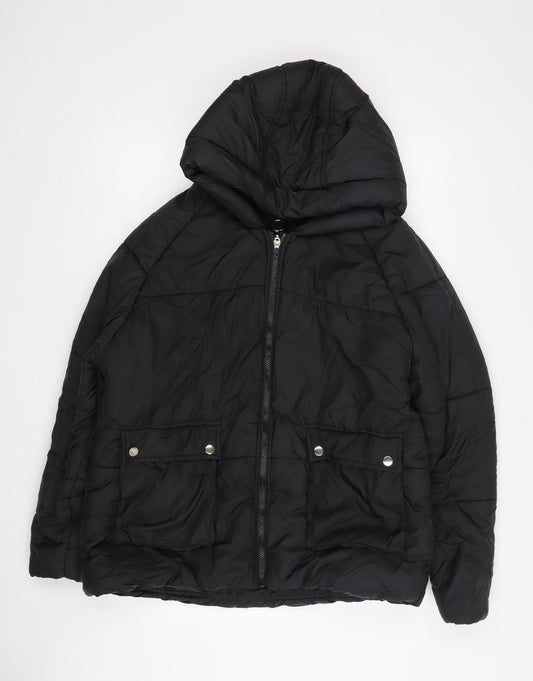 PrettyLittleThing Women's Black Puffer Jacket Size 6