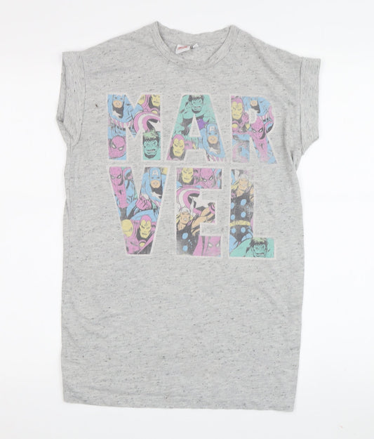 Marvel Grey Comic Theme Women's T-Shirt, Size 8