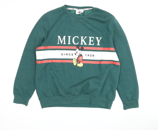 Disney Unisex Green Mickey Sweatshirt L Pullover Casual