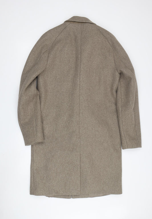 Topman Men's Beige Overcoat S Single-Breasted