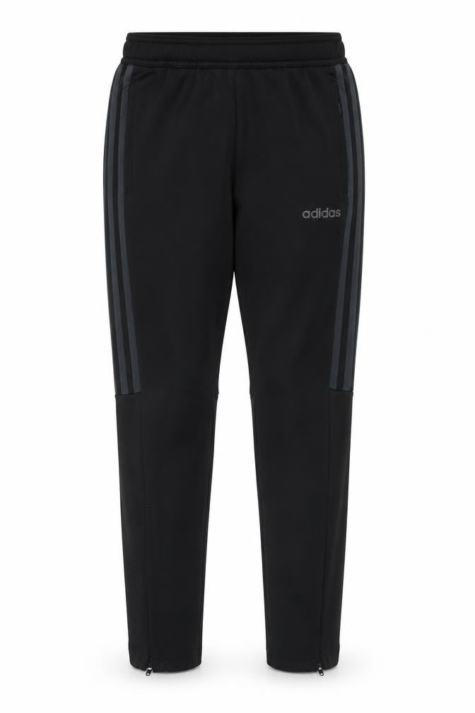 Front view of Adidas boys’ black track pants 10yrs - elastic waist comfort