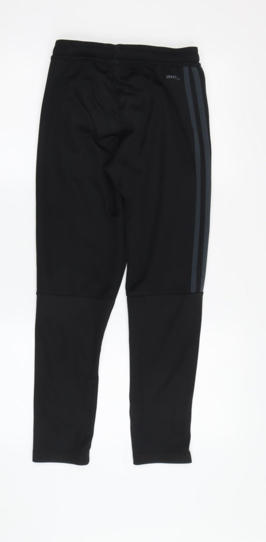 Adidas Boys Black Track Pants 10Yrs - Elastic Waist Comfort
