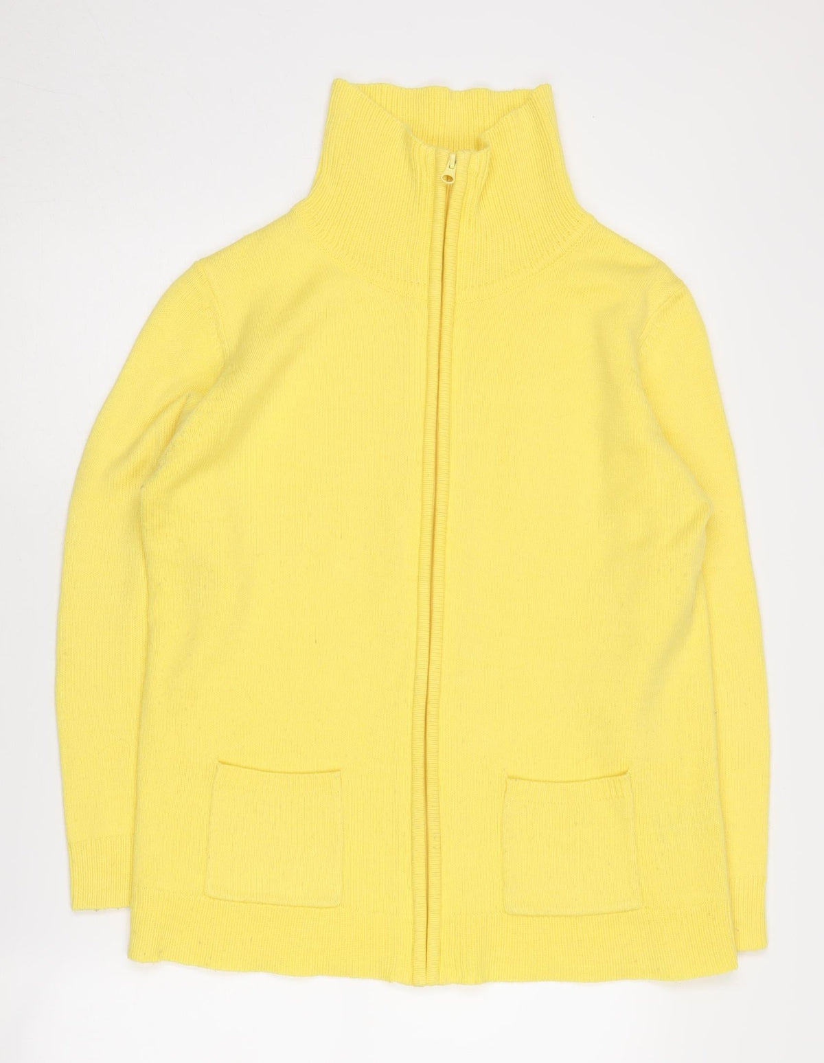Damart Women's Yellow Full Zip Acrylic Jumper M