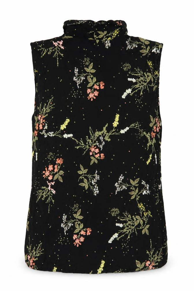 ESMARA Women's Black Floral Sleeveless Blouse - Size 10