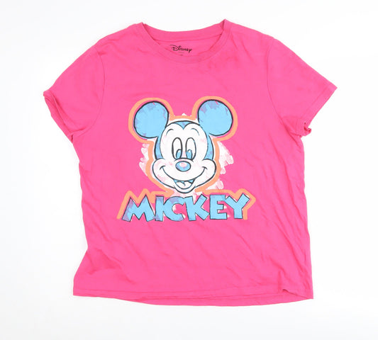 Disney Women's Pink Mickey Mouse T-Shirt Medium