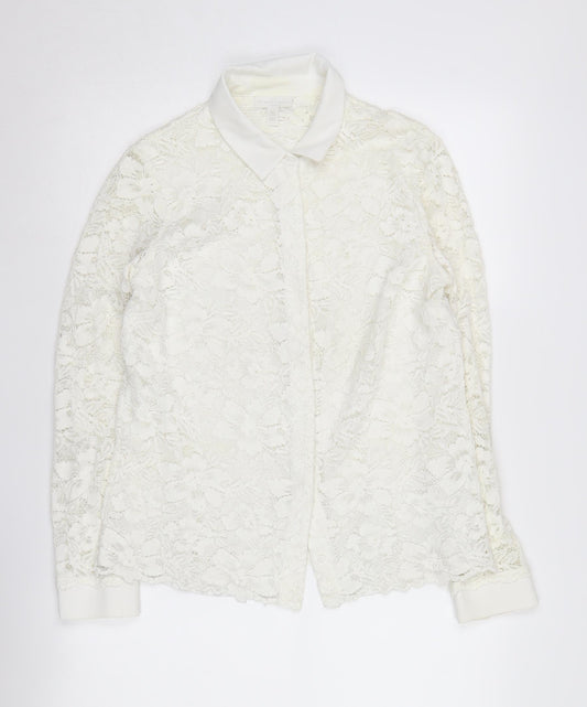 The White Company Women's White Lace Blouse Size 12