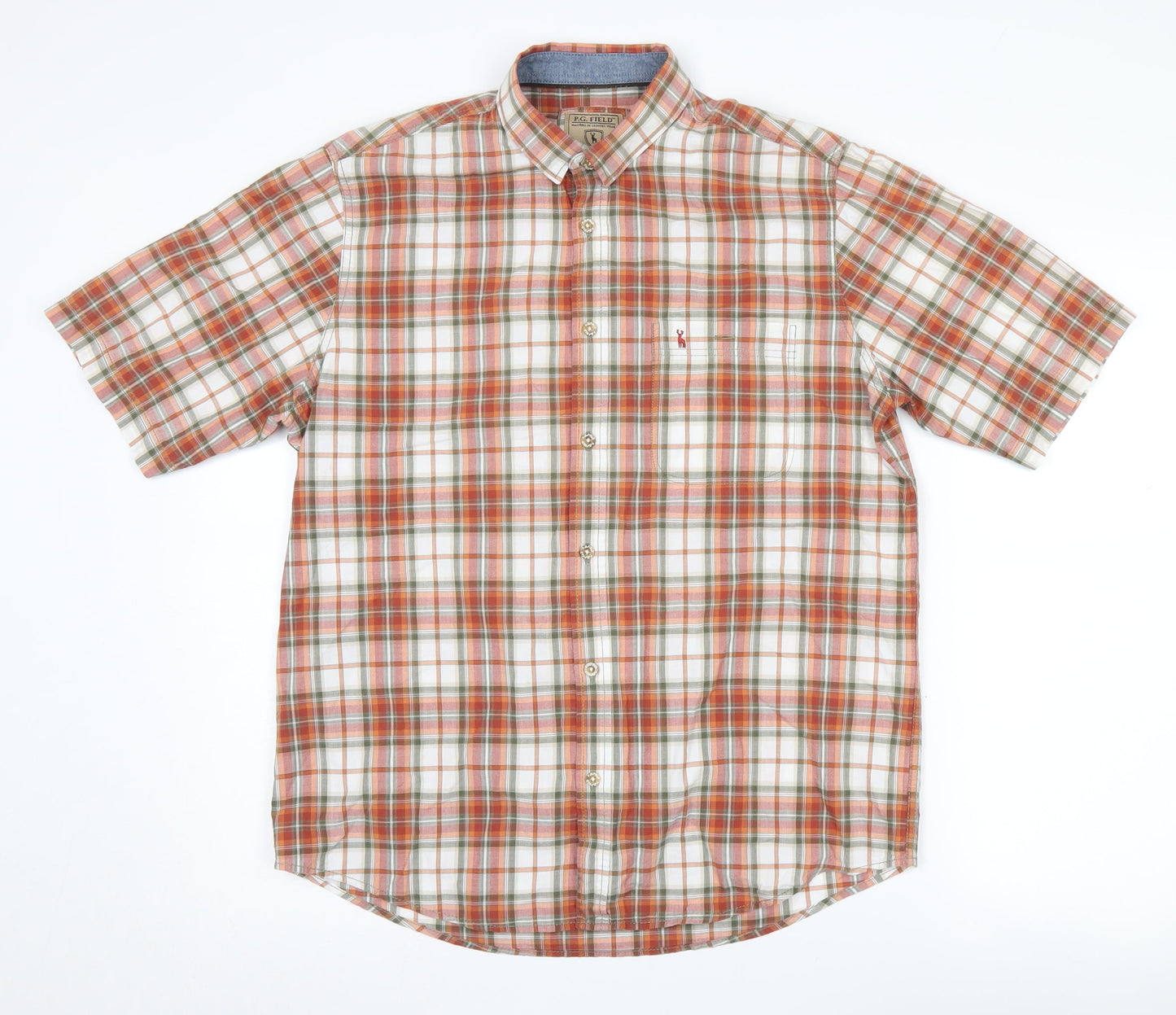 P.G. Field Men's Multicoloured Check Short Sleeve Shirt - M