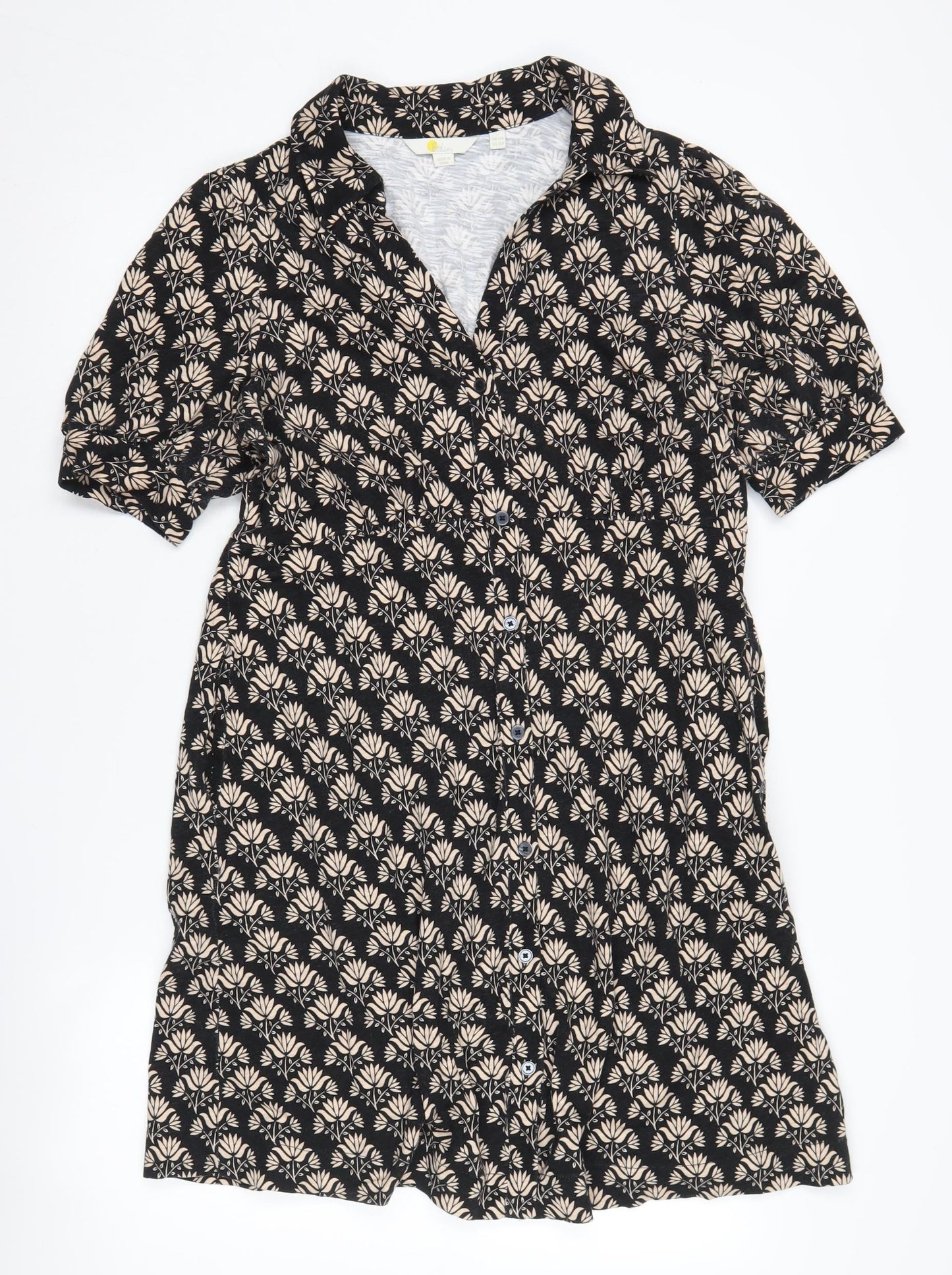 Boden Women's Black Floral Shirt Dress Size 14