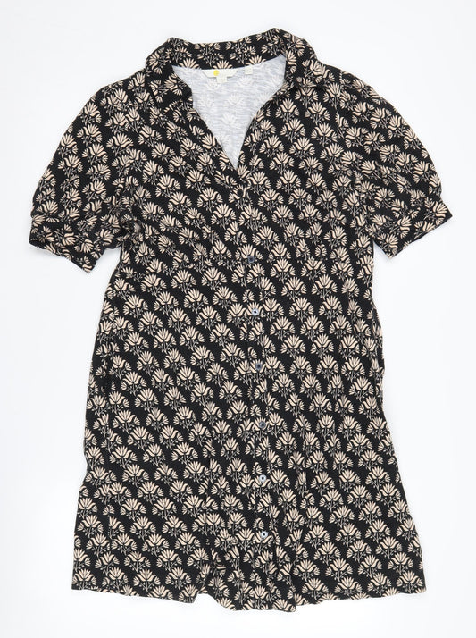 Boden Women's Black Floral Shirt Dress Size 14