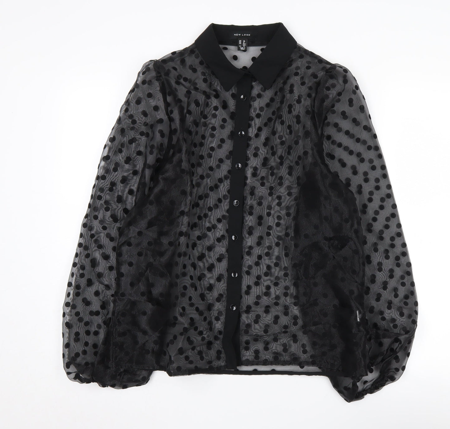New Look Women's Black Polka Dot Blouse Size 12