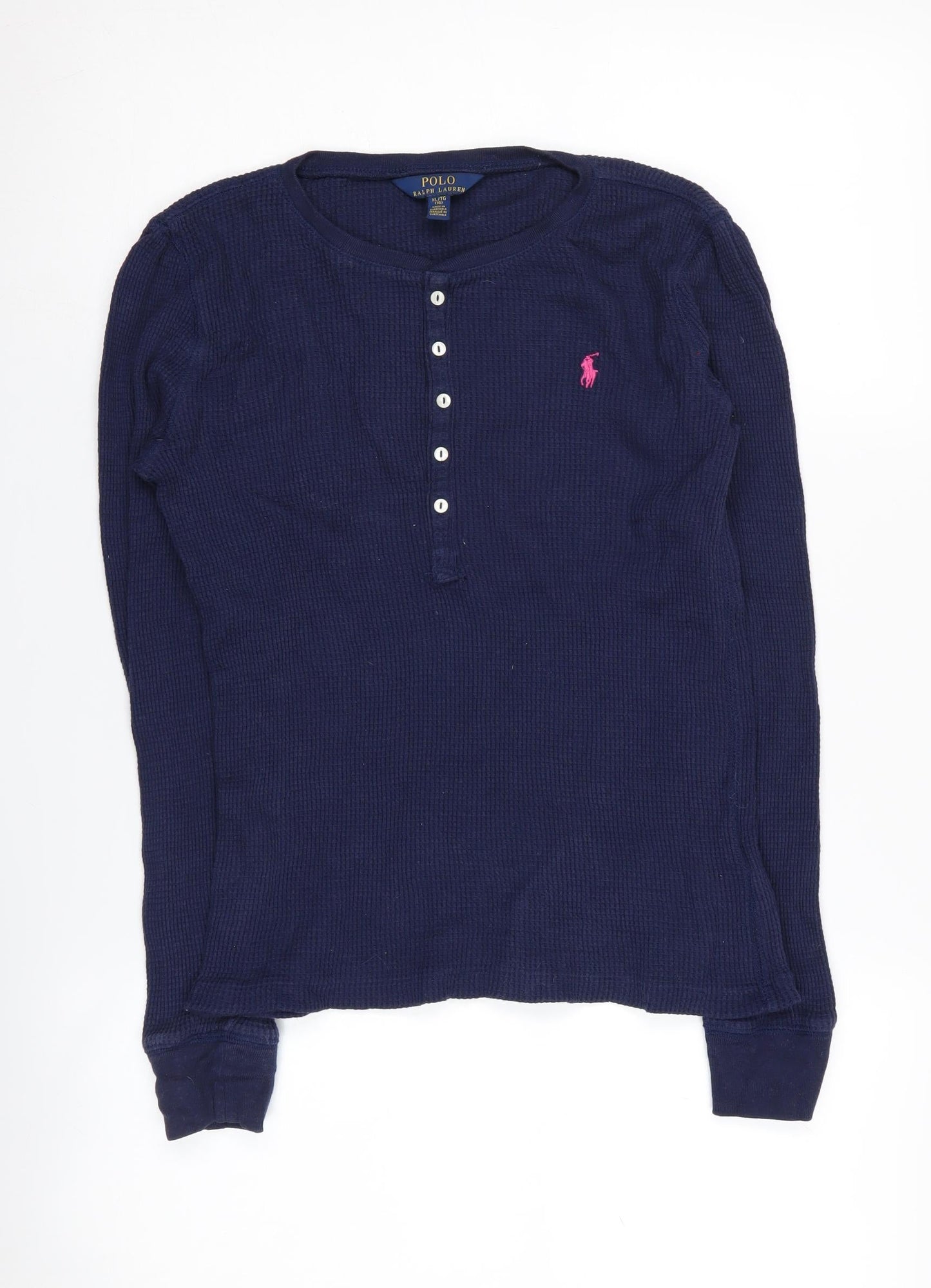 Polo Ralph Lauren Women's XL Blue Cotton Henley Jumper