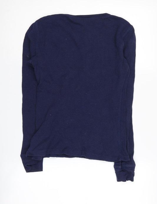 Polo Ralph Lauren Women's XL Blue Cotton Henley Jumper