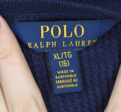 Polo Ralph Lauren Women's XL Blue Cotton Henley Jumper