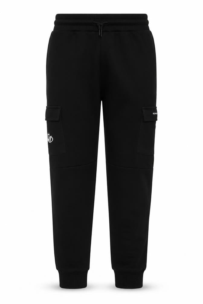 Front view of Kings Will Dream boys’ xl black jogger trousers